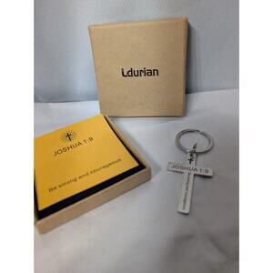 Ldurian Christian Cross Keychain Joshua 1:9 Stainless